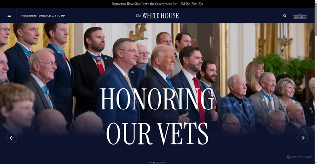 Security scan screenshot of https://www.whitehouse.gov/