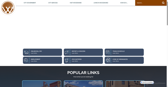Security scan screenshot of https://cityofwoodward-ok.gov/