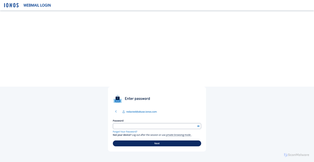 Security scan screenshot of https://prdveraf27.ap-south-1.awsapprunner.com/?e=redacted@abuse.ionos.com