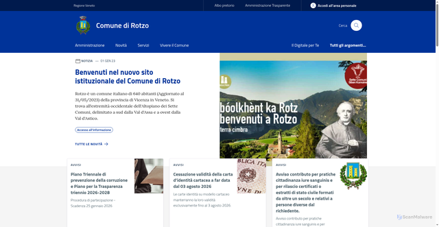 Security scan screenshot of https://www.comune.rotzo.vi.it/