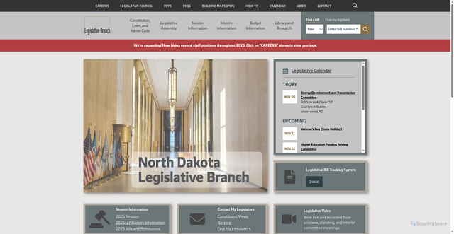 Security scan screenshot of https://ndlegis.gov/