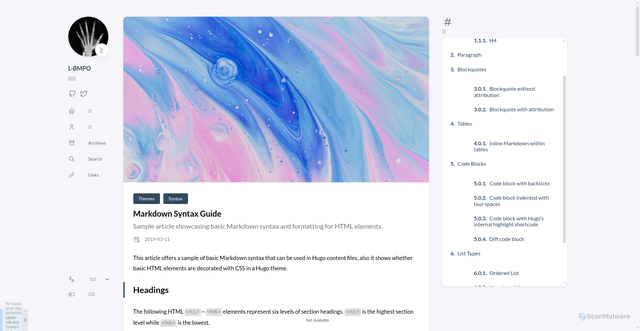 Security scan screenshot of https://bmpo041-github-io.pages.dev/p/markdown-syntax-guide/