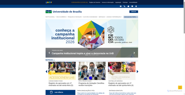 Security scan screenshot of http://www.unb.br