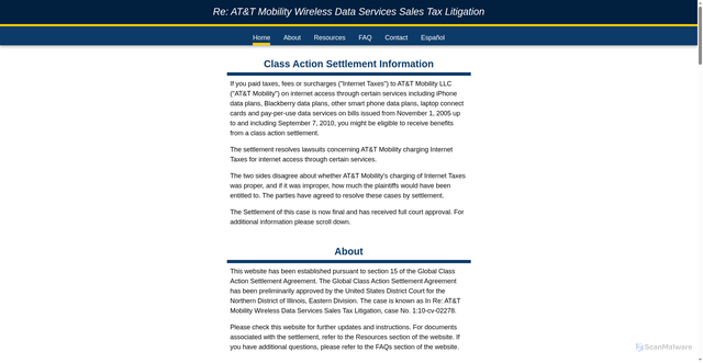 Security scan screenshot of https://www.attmsettlement.com/