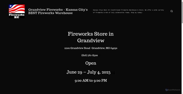 Security scan screenshot of https://grandviewfireworks.com/