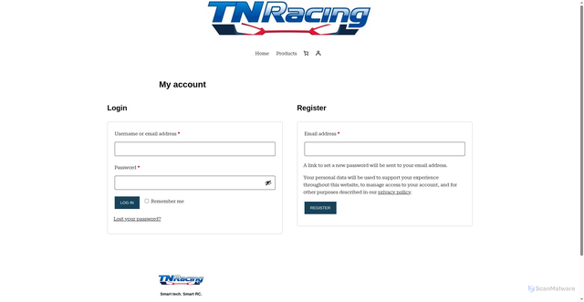 Security scan screenshot of https://tnracing.store/my-account/