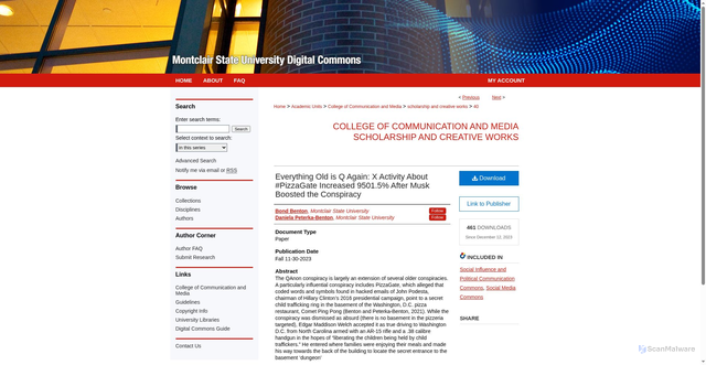 Security scan screenshot of https://digitalcommons.montclair.edu/scom-facpubs/40/