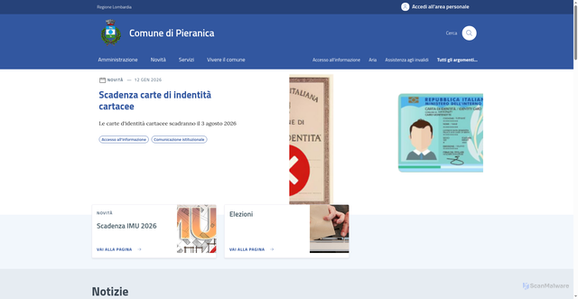 Security scan screenshot of https://www.comune.pieranica.cr.it