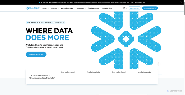 Security scan screenshot of https://www.snowflake.com/en/