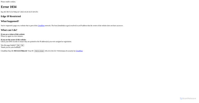 Security scan screenshot of https://lomalinda-ca.gov/