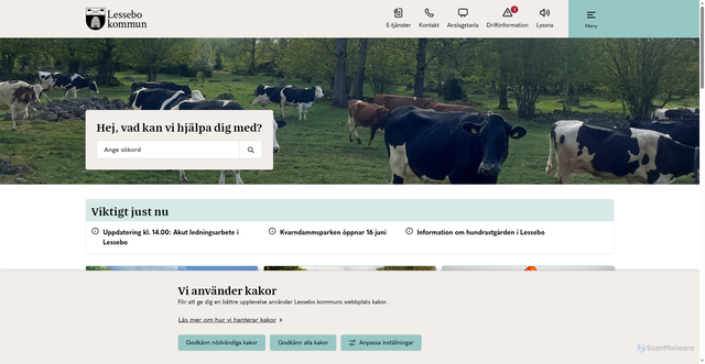 Security scan screenshot of http://www.lessebo.se