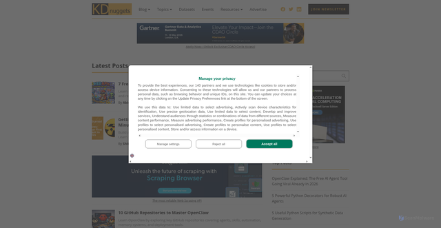 Security scan screenshot of https://www.kdnuggets.com