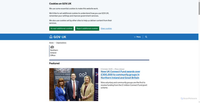 Security scan screenshot of https://www.gov.uk/government/organisations/northern-ireland-office