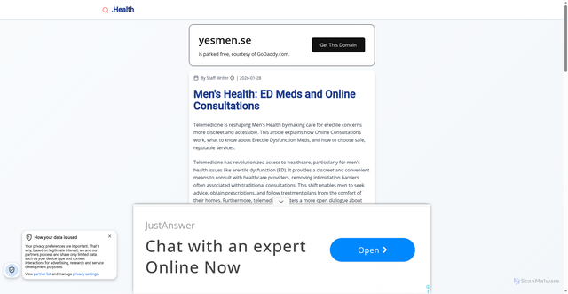 Security scan screenshot of https://yesmen.se