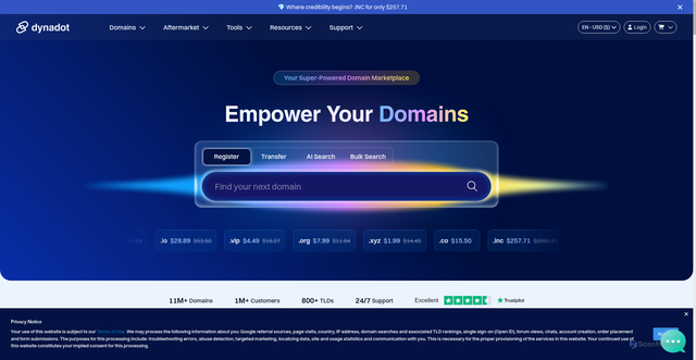 Security scan screenshot of https://www.dynadot.com