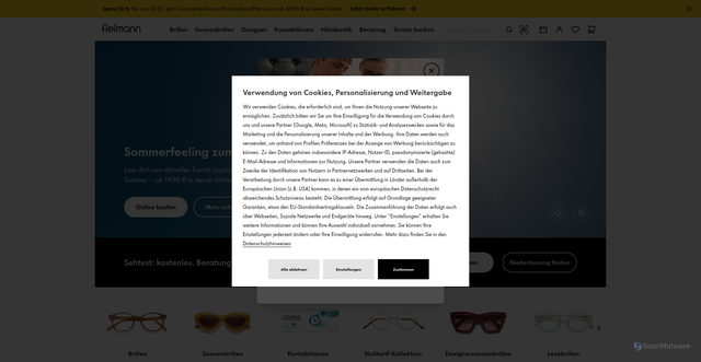 Security scan screenshot of https://fielmann.de