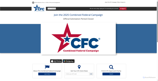 Security scan screenshot of https://cfcgiving.opm.gov