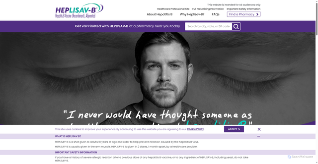 Security scan screenshot of https://www.heplisavb.com/