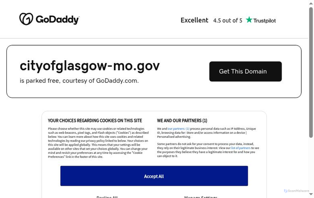Security scan screenshot of https://cityofglasgow-mo.gov/