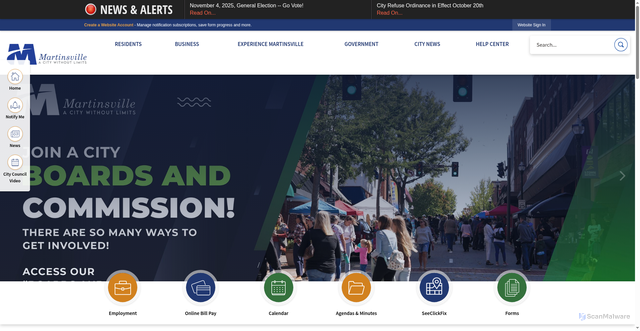 Security scan screenshot of https://martinsville-va.gov/