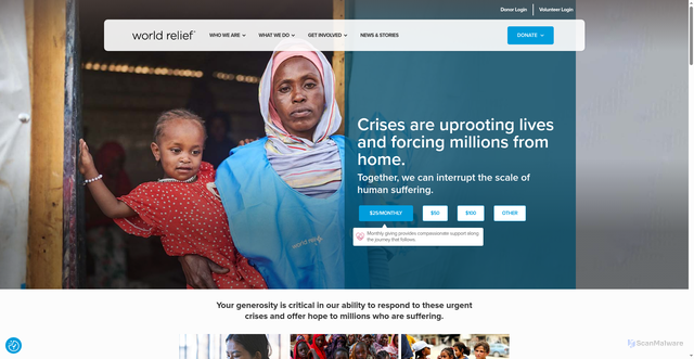 Security scan screenshot of https://worldrelief.org