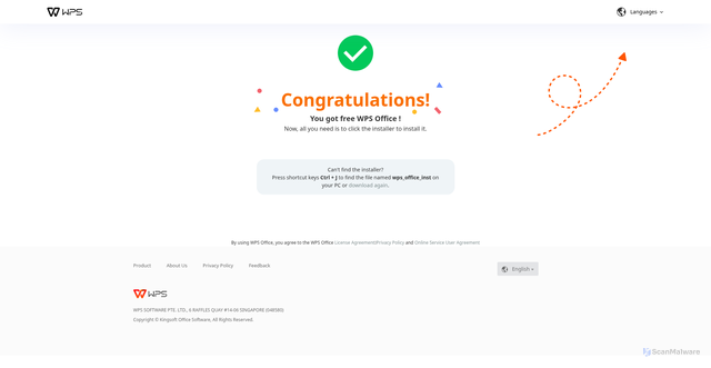 Security scan screenshot of https://go.wps.com/a8M4ofQQ8WW2