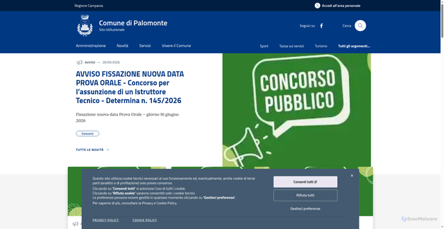 Security scan screenshot of https://www.comunepalomonte.sa.it