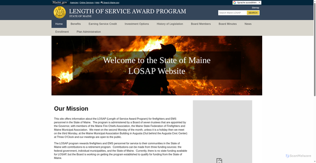 Security scan screenshot of https://mainelosap.gov/