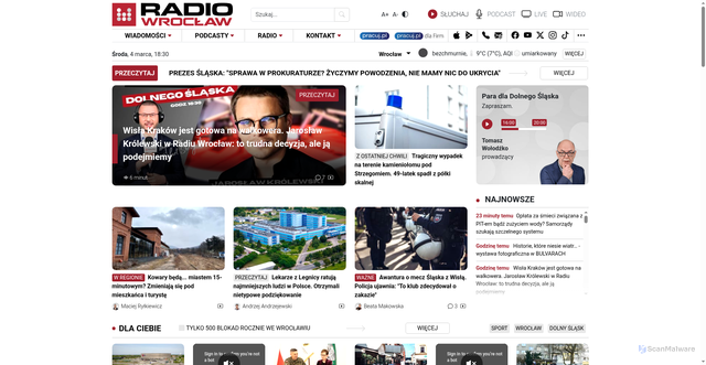 Security scan screenshot of https://radiowroclaw.pl