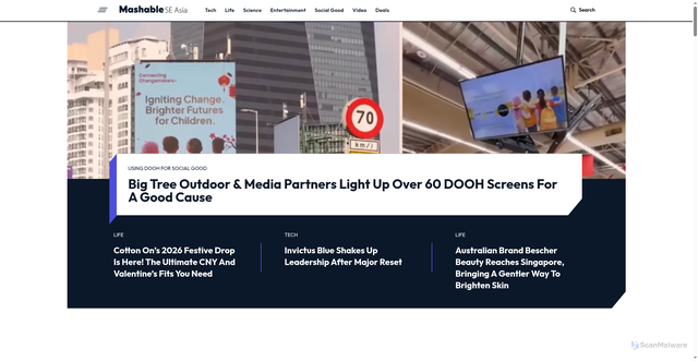 Security scan screenshot of https://sea.mashable.com