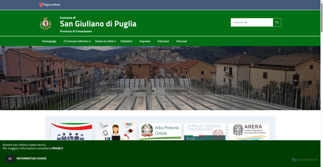 Security scan screenshot of https://www.comune.sangiulianodipuglia.cb.it/sgiulianodp/hh/index.php