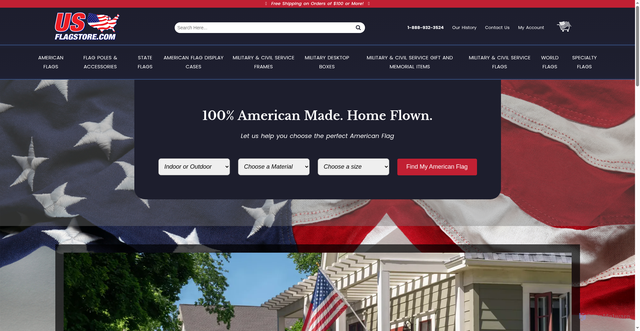 Security scan screenshot of https://www.usflagstore.com/?srsltid=AfmBOor7hTMnDvrGhsSTD80Yin_LEUWJUh6LriLUcfwRdeoVfBeB1KCg