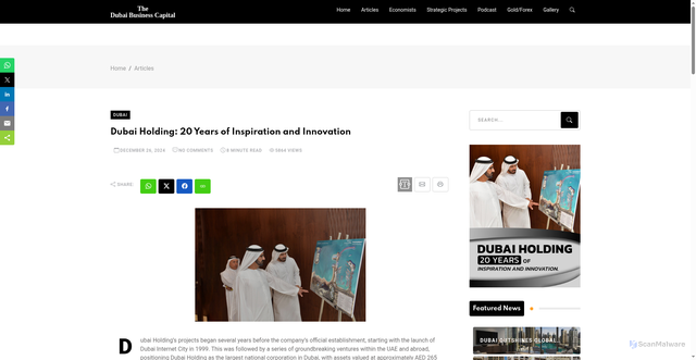 Security scan screenshot of https://dubai-businesscapital.com/post_articles/dubai-holding-20-years-of-inspiration-and-innovation/