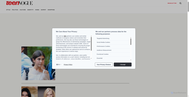 Security scan screenshot of https://www.teenvogue.com/tag/kendall-jenner