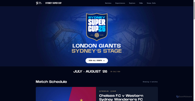 Security scan screenshot of https://www.sydneysupercup.com.au/