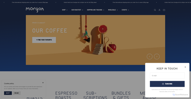 Security scan screenshot of https://morgoncoffeeroasters.se
