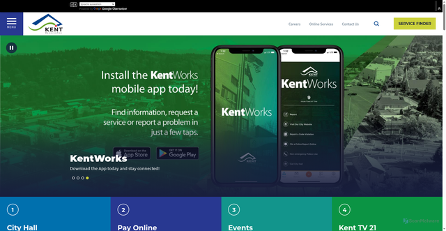Security scan screenshot of https://www.kentwa.gov/