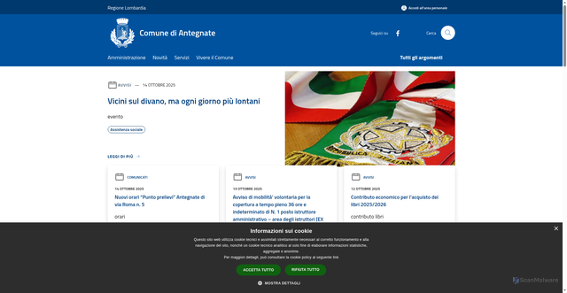 Security scan screenshot of https://www.comune.antegnate.bg.it/it