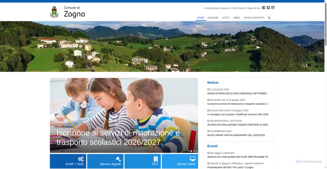 Security scan screenshot of https://www.comune.zogno.bg.it