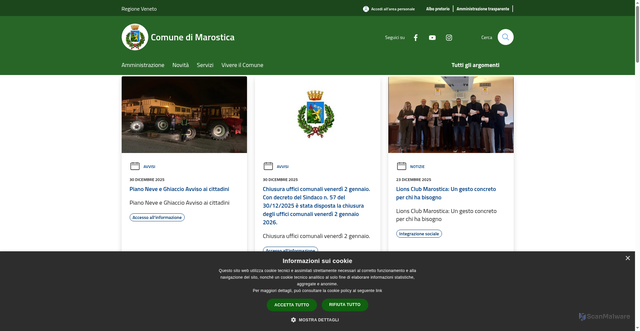 Security scan screenshot of https://www.comune.marostica.vi.it/it