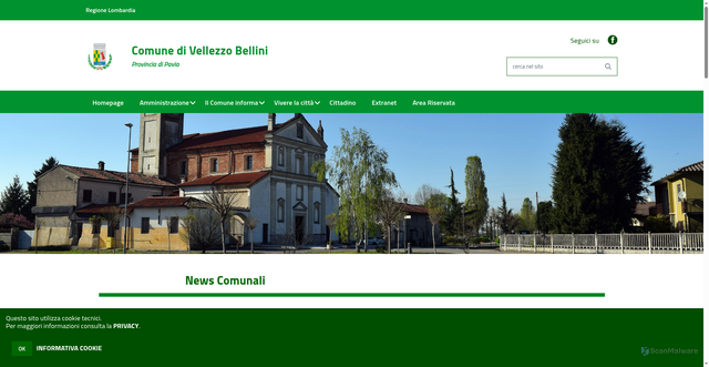 Security scan screenshot of https://www.comune.vellezzobellini.pv.it/hh/index.php