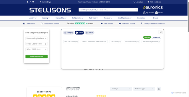 Security scan screenshot of https://www.stellisonselectrical.co.uk