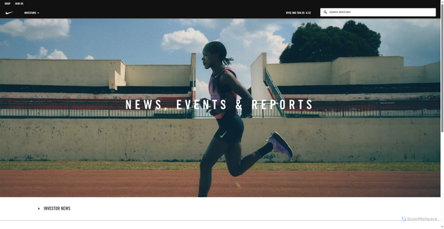 Security scan screenshot of https://investors.nike.com/investors/news-events-and-reports/default.aspx