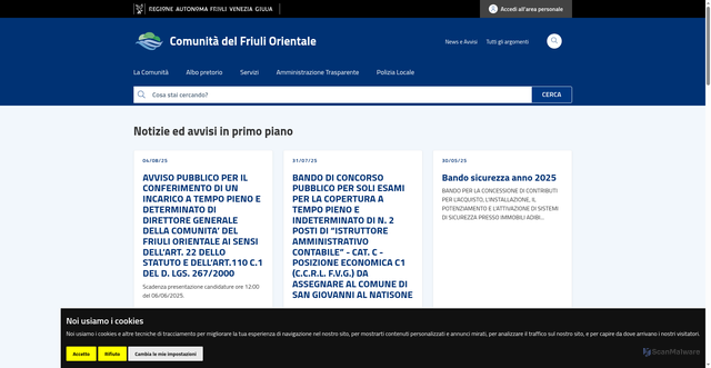 Security scan screenshot of https://friuliorientale.comunitafvg.it/