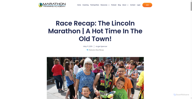 Security scan screenshot of https://www.marathontrainingacademy.com/lincoln-marathon