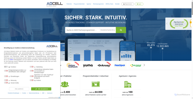 Security scan screenshot of https://adcell.com