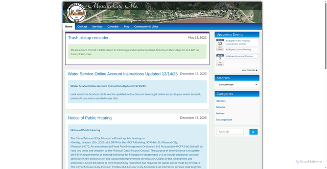 Security scan screenshot of https://missouricitymo.gov/