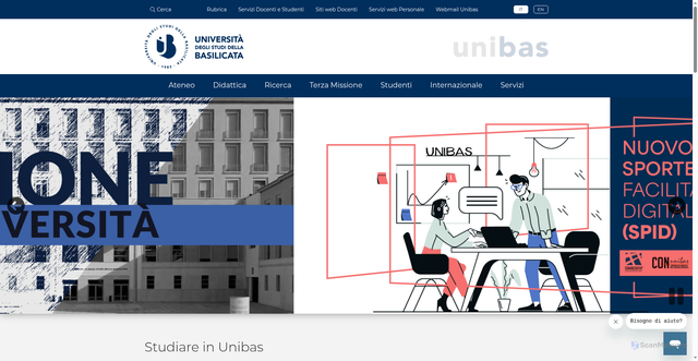 Security scan screenshot of https://www.unibas.it/