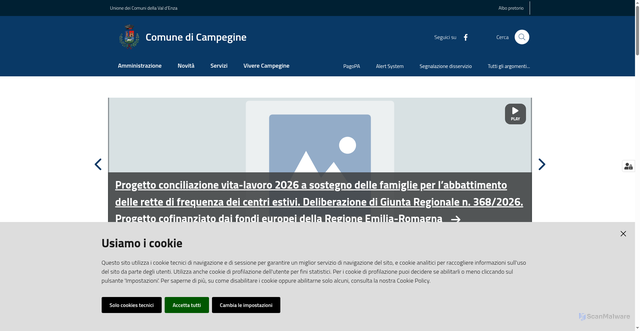 Security scan screenshot of https://www.comune.campegine.re.it