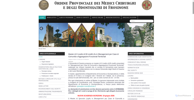 Security scan screenshot of https://www.ordinemedicifrosinone.it